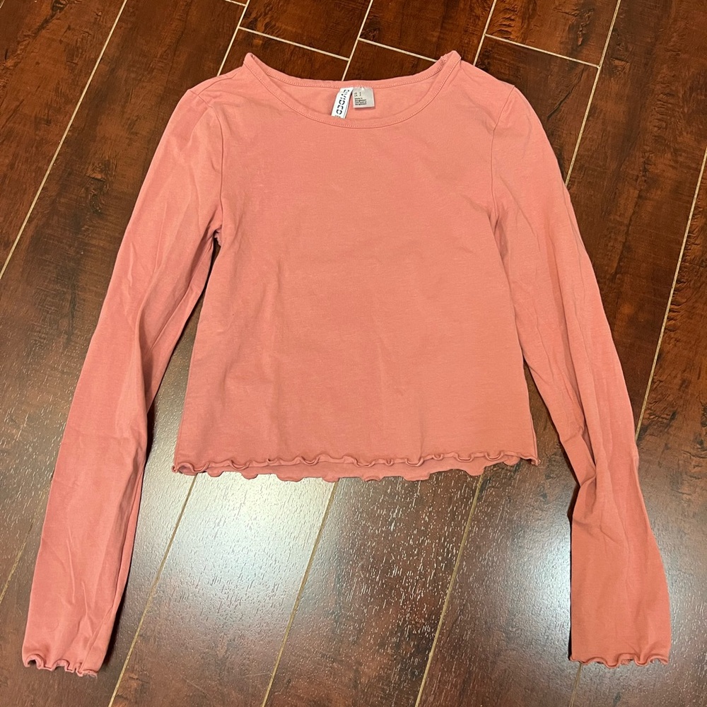 4/$20 H&M Long Sleeve Crop Top Light Pink Size S